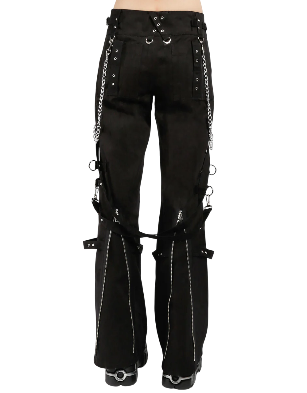 Schwarze Hose STRAP ZIPPER PANTS mit Bändern und Zierreißverschlüssen mit Colours Branding