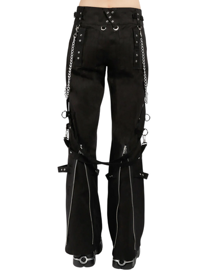 Schwarze Hose STRAP ZIPPER PANTS mit Bändern und Zierreißverschlüssen mit Colours Branding