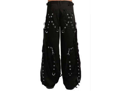 Schwarze Hose STRAP ZIPPER PANTS mit Bändern und Zierreißverschlüssen mit Colours Branding