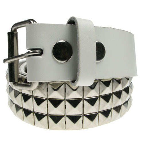 Studded belt white 3-row