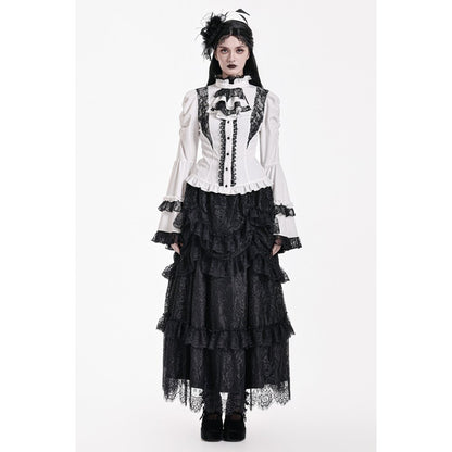 Schwarzer, langer Rock Dark Nocturne Skirt aus Spitzenstoff von Dark In Love