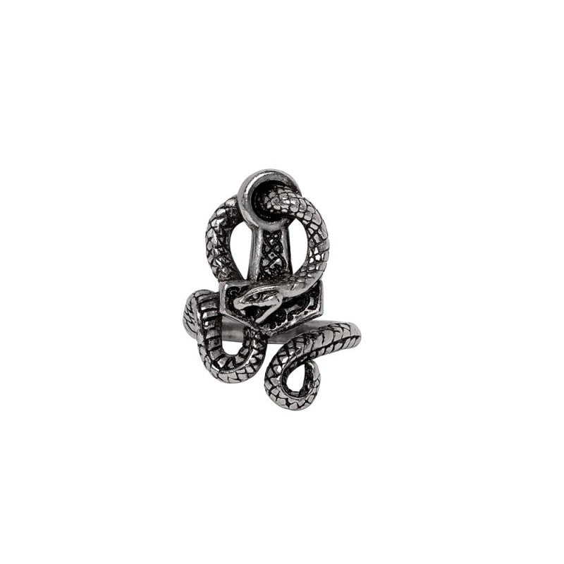Bane of Thor Ring mit einer Schlange die sich um Thors Hammer wickelt von Alchemy