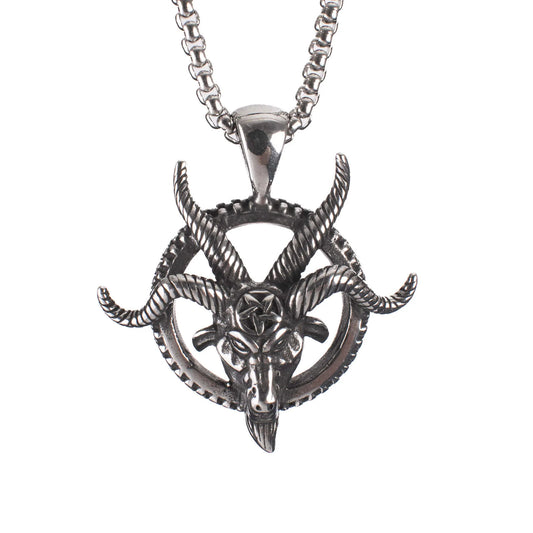 Silberne Kette BAPHOMET PENDANT mit Baphometdesign von Poizen Industries