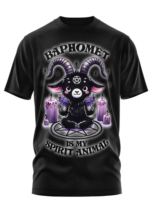 Schwarzes Oberteil BAPHOMET SPIRIT ANIMAL Shirt mit großem Baphometprint von Easure