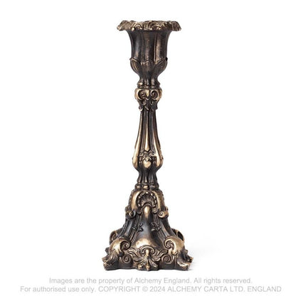 Kunstvoller Kerzenständer Baroque Candlestick aus Kunstharz mit antikem Gold-Finish von Alchemy England