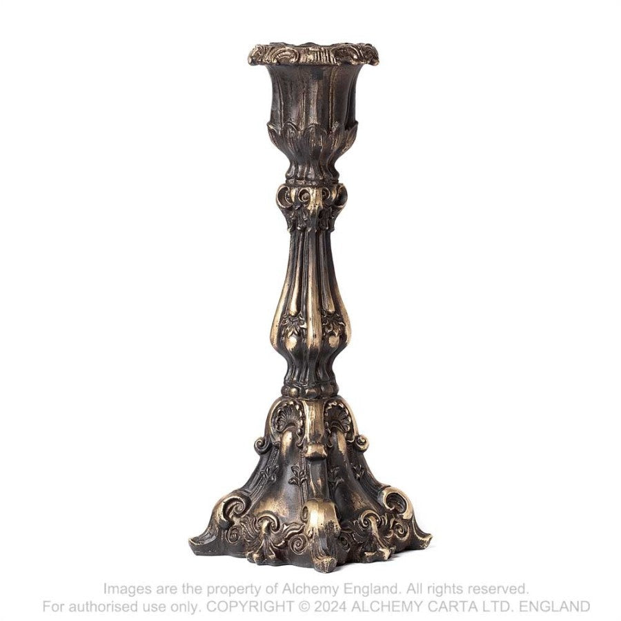 Kunstvoller Kerzenständer Baroque Candlestick aus Kunstharz mit antikem Gold-Finish von Alchemy England