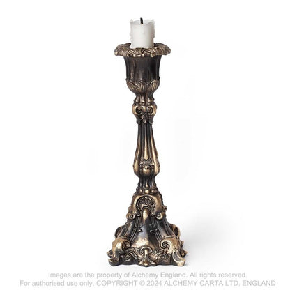 Kunstvoller Kerzenständer Baroque Candlestick aus Kunstharz mit antikem Gold-Finish von Alchemy England