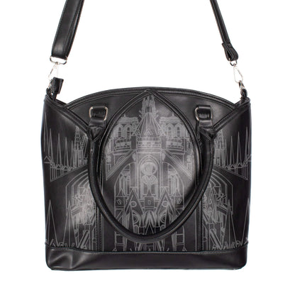 Schwarze Umhängetasche BASILICA BAG mit Kathedralenprint von Vixxsin