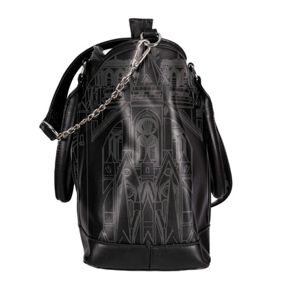 Schwarze Umhängetasche BASILICA BAG mit Kathedralenprint von Vixxsin