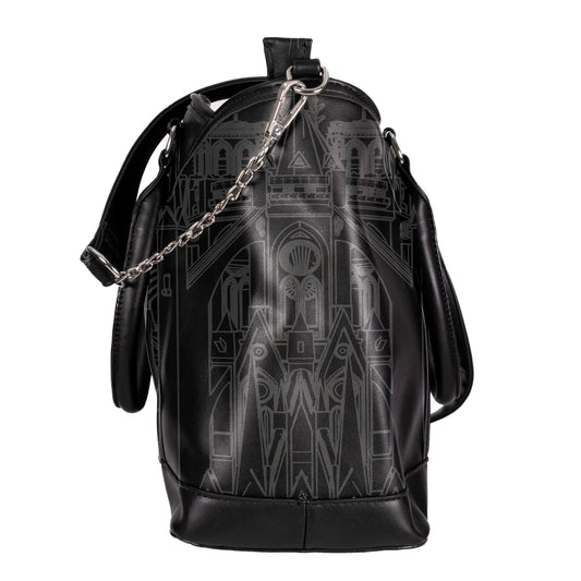 Schwarze Umhängetasche BASILICA BAG mit Kathedralenprint von Vixxsin