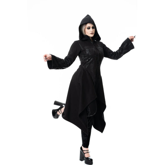 Schwarze, Kapuzenjacke BASILICA HOOD Kathedralenprint von Vixxsin