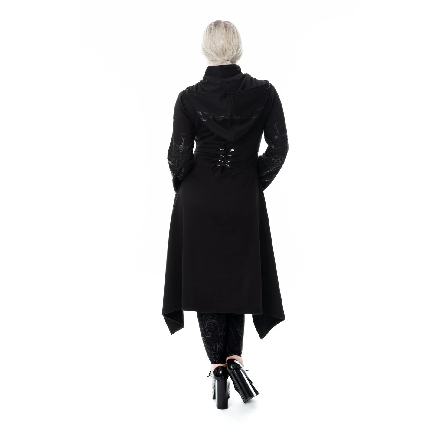 Schwarze, Kapuzenjacke BASILICA HOOD Kathedralenprint von Vixxsin