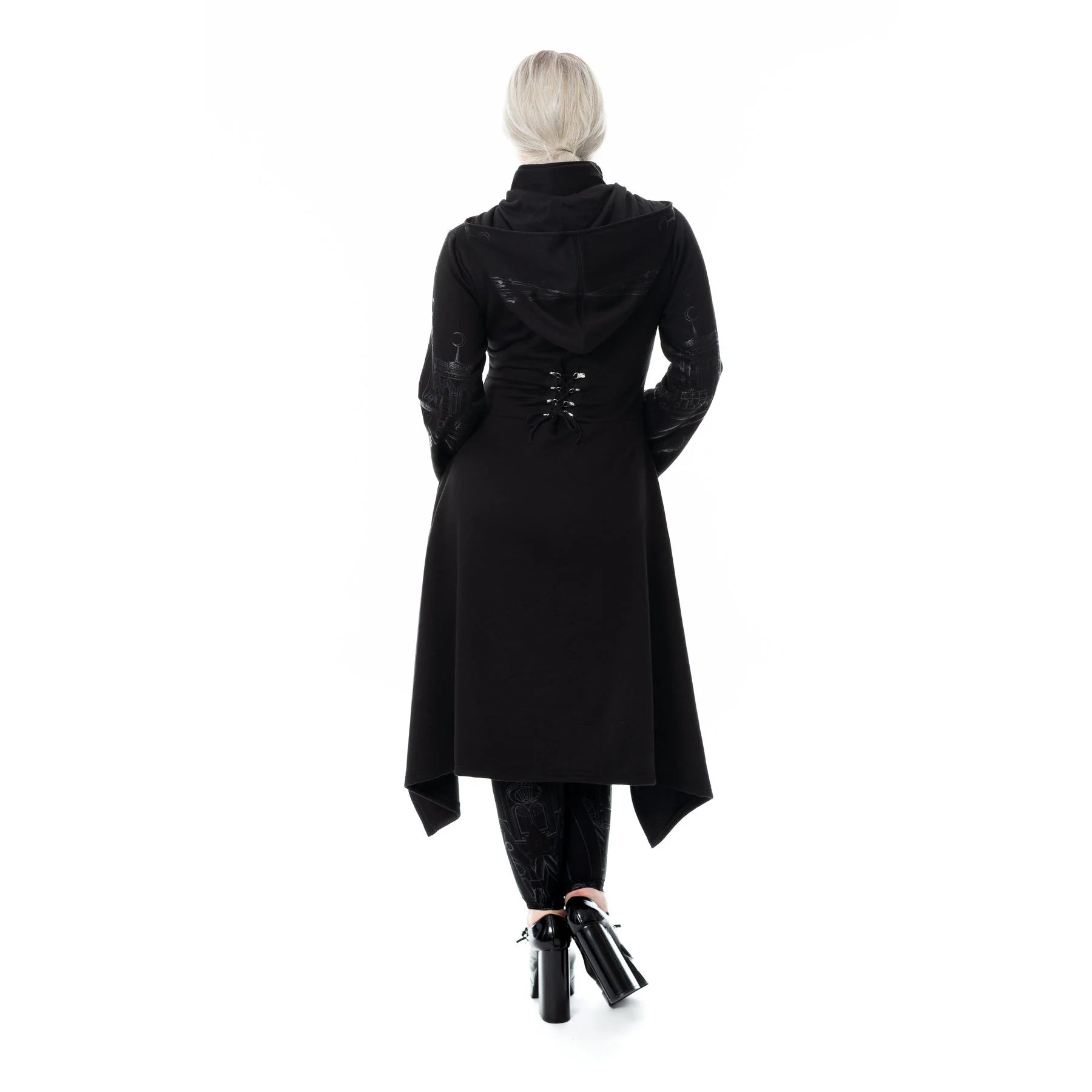 Schwarze, Kapuzenjacke BASILICA HOOD Kathedralenprint von Vixxsin