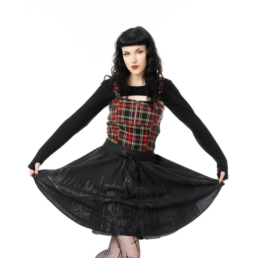 Schwarzer Rock BASILICA SKIRT mit Kathedralenprint von Vixxsin