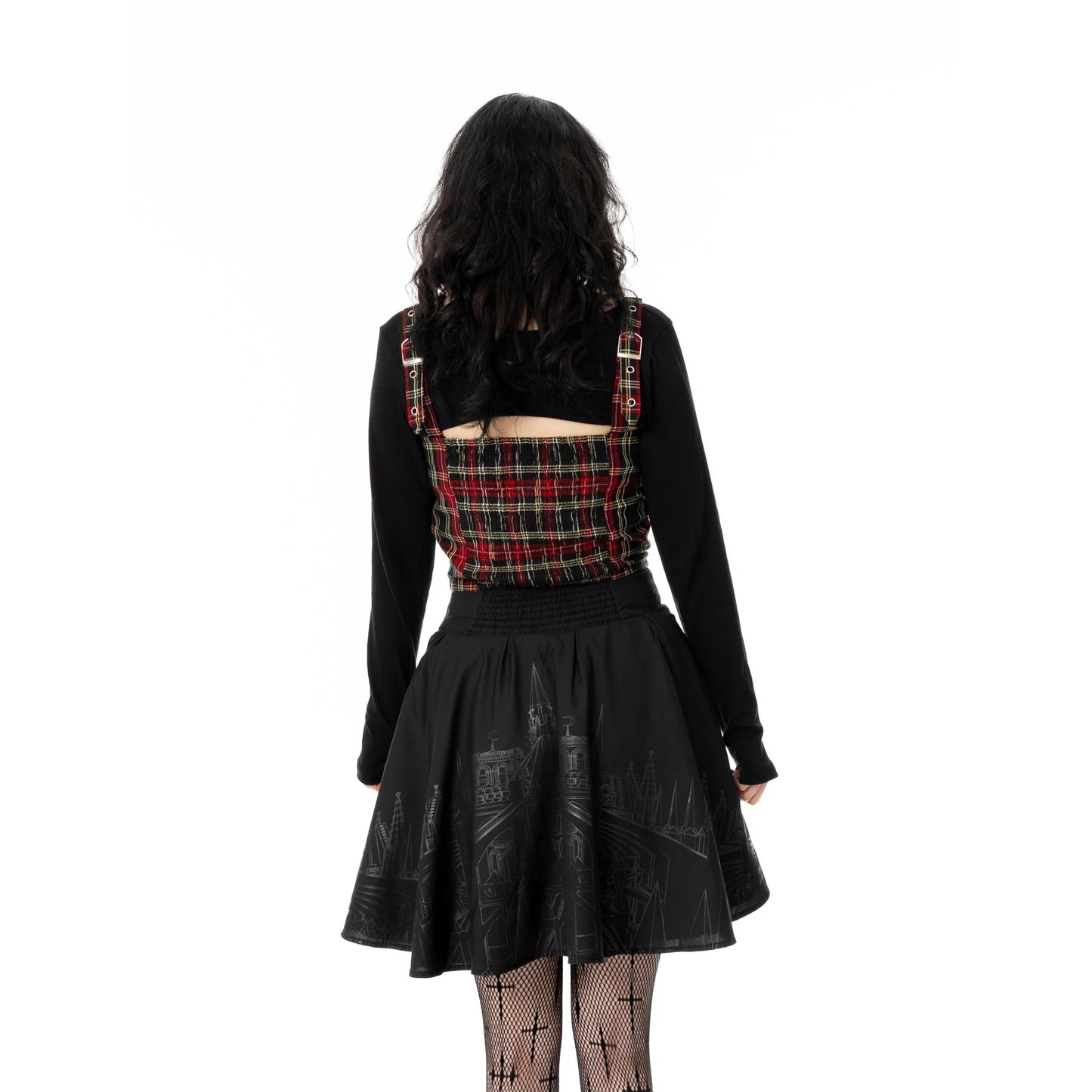 Schwarzer Rock BASILICA SKIRT mit Kathedralenprint von Vixxsin