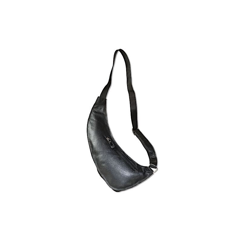 Schwarze Lederumhängetasche Body Bag Kristall vom Strass-Depot
