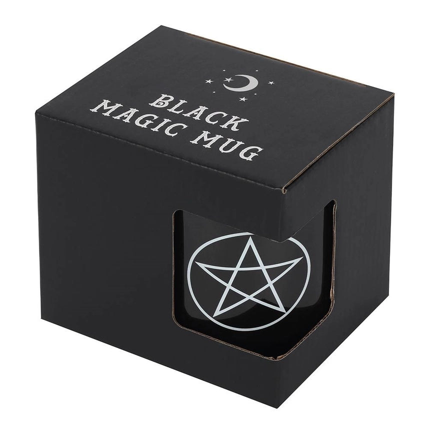 Schwarze Pentagram-Tasse mit großem Henkel