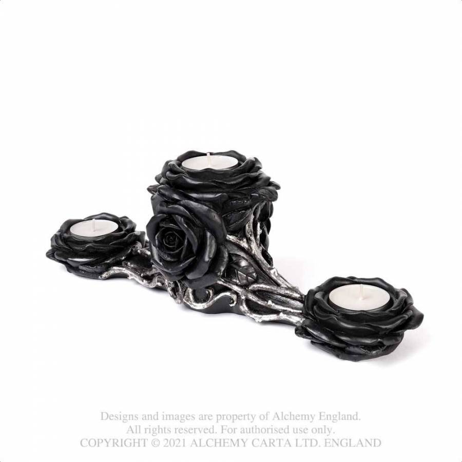 Black Rose Triple Tealight Holder Alchemy