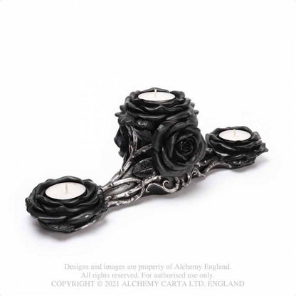 Black Rose Triple Tealight Holder Alchemy