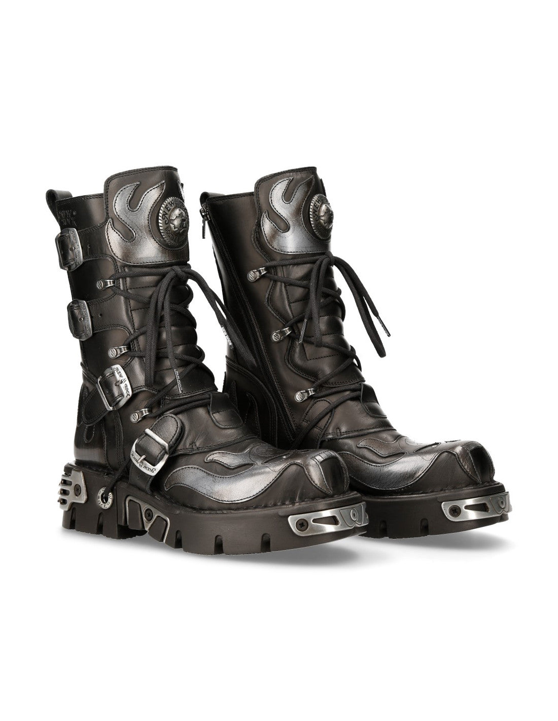 NEW ROCK BOOTS METALLIC SILVER