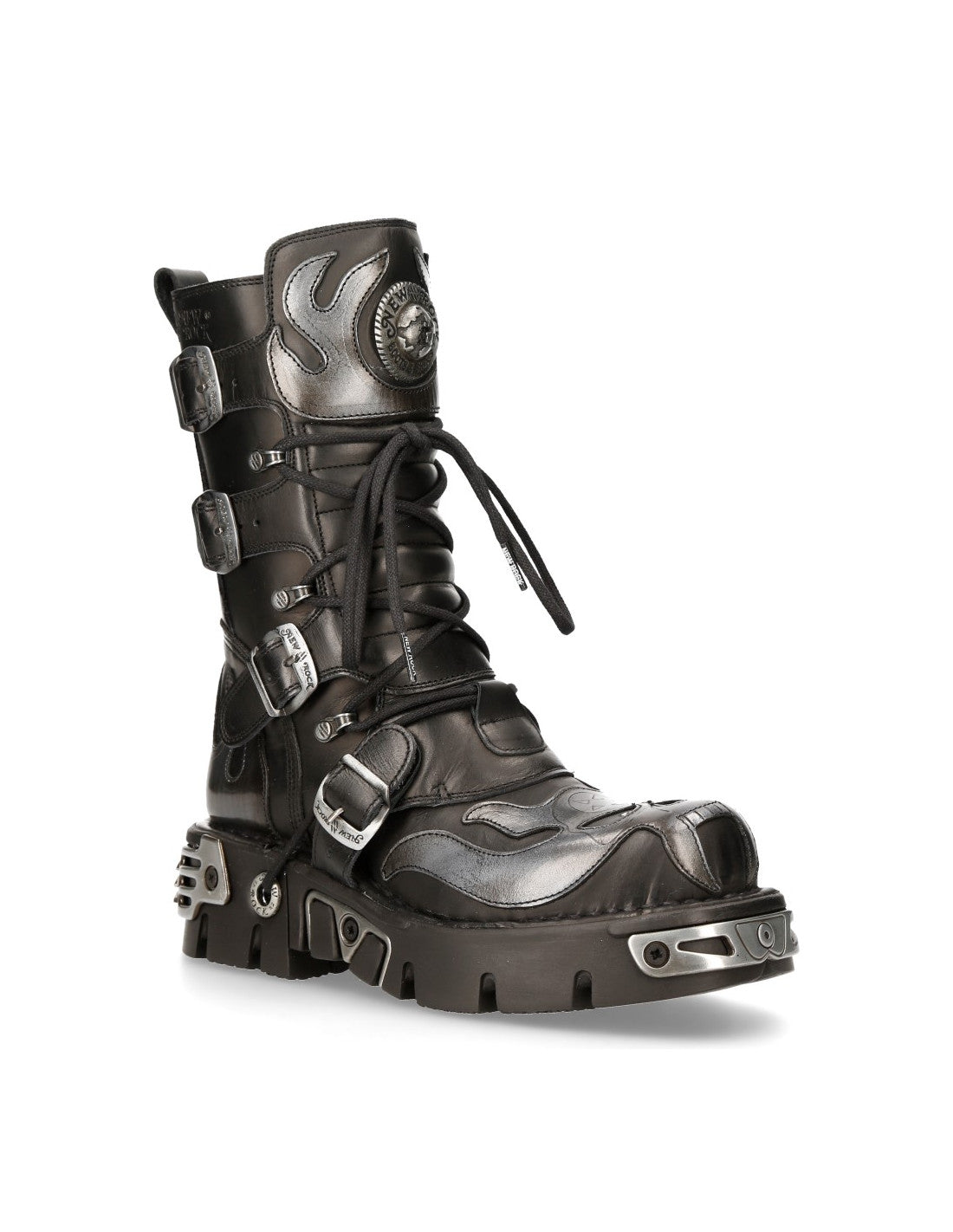 NEW ROCK BOOTS METALLIC SILVER