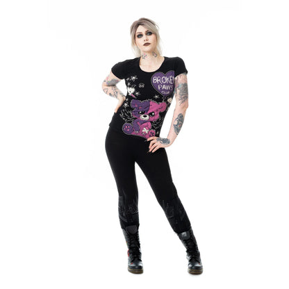 Schwarzes Oberteil BROKEN PAWS CLUB T SHIRT mit niedlichem Bärenprint von Cupcake Cult