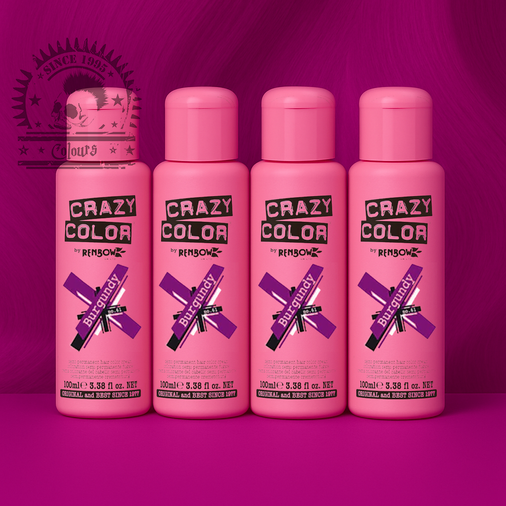 semi-permanente Haartönung 4er Box&nbsp;BURGUNDY in dem Farbton Dunkellila von&nbsp;Crazy Color