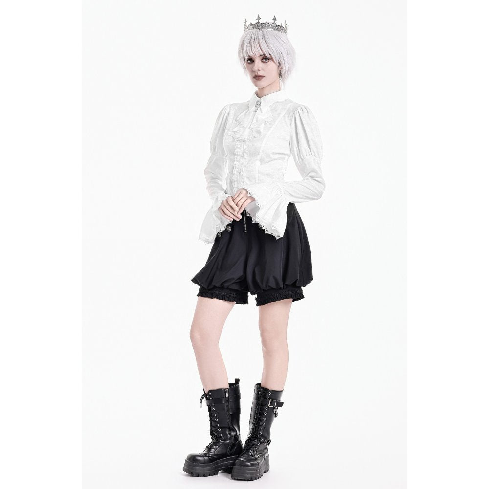 Weiße, viktorianische Bluse Daylight Anthem Blouse mit eleganten Spitzendetails von Dark In Love