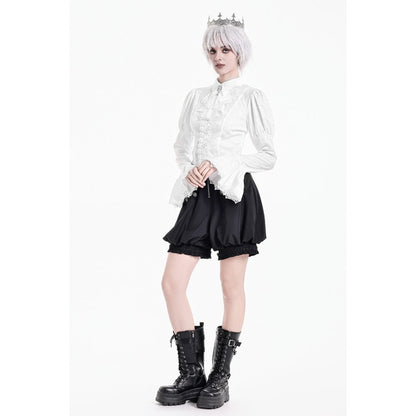 Weiße, viktorianische Bluse Daylight Anthem Blouse mit eleganten Spitzendetails von Dark In Love