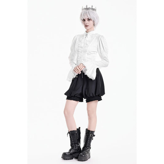 Weiße, viktorianische Bluse Daylight Anthem Blouse mit eleganten Spitzendetails von Dark In Love