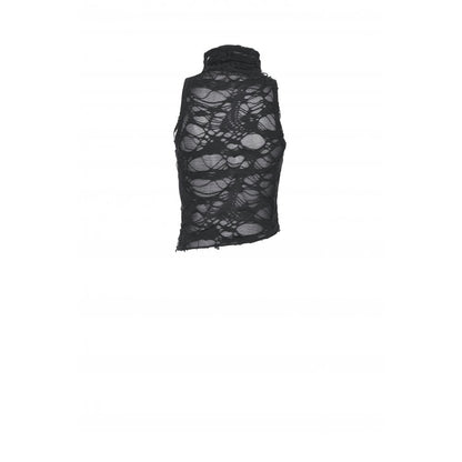 Schwarzes Oberteil Punk Asymmetric Shirt mit seitlicher Schnürung von Dark In Love