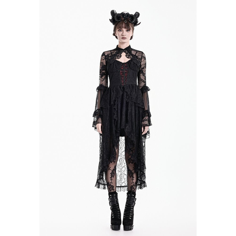 Schwarzes Oberteil Lace Phantom Bolero aus Spitzenstoff mit weiten Ärmeln von Dark In Love