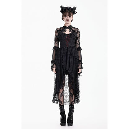 Schwarzes Oberteil Lace Phantom Bolero aus Spitzenstoff mit weiten Ärmeln von Dark In Love
