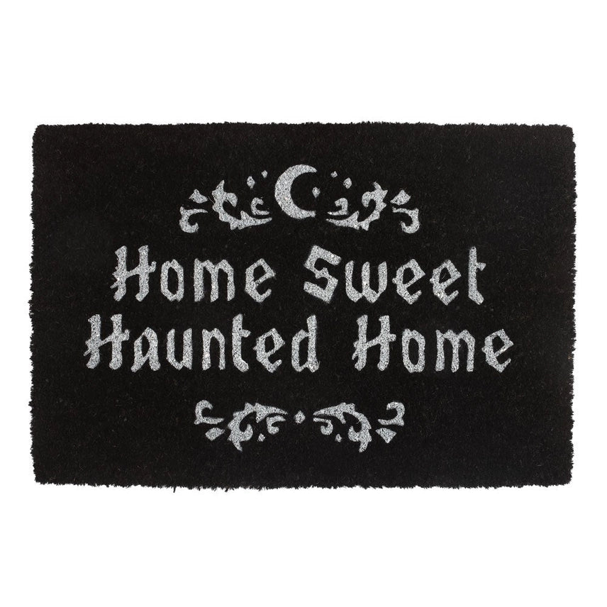 Schwarzer Fußabtreter Home Sweet Haunted Home Fußmatte aus Kokosfaser