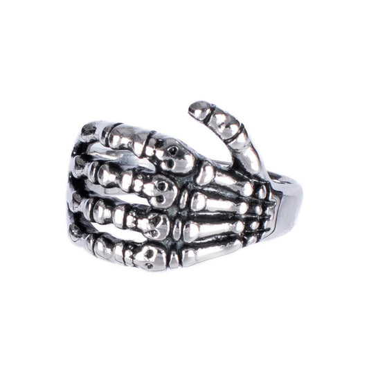 Silberfarbender Ring SALCIFEX RING mit Knochenhanddesign von Poizen Industries