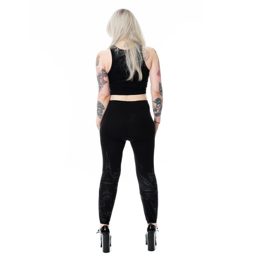 Schwarze Leggings CATHEDRAL LEGGINGS mit Kathedralenprint von Vixxsin