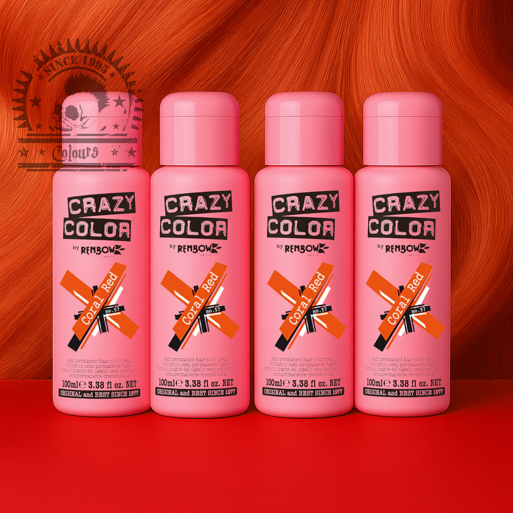 semi-permanente Haartönung 4er Box&nbsp;CORAL RED in dem Farbton Hellrot von&nbsp;Crazy Color