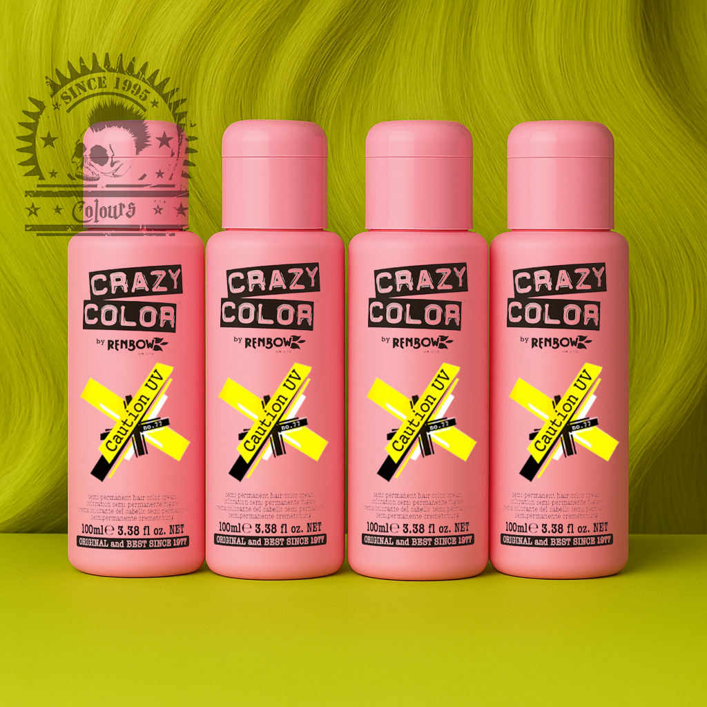 semi-permanente Haartönung 4er Box&nbsp;CAUTION UV in dem Farbton Neongelb von&nbsp;Crazy Color