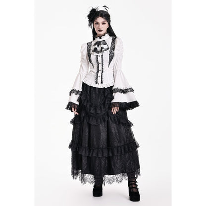 Schwarzer, langer Rock Dark Nocturne Skirt aus Spitzenstoff von Dark In Love