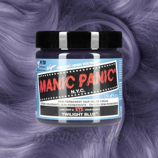 Farbbeispiel TWILIGHT BLUE Haartönung Manic Panic