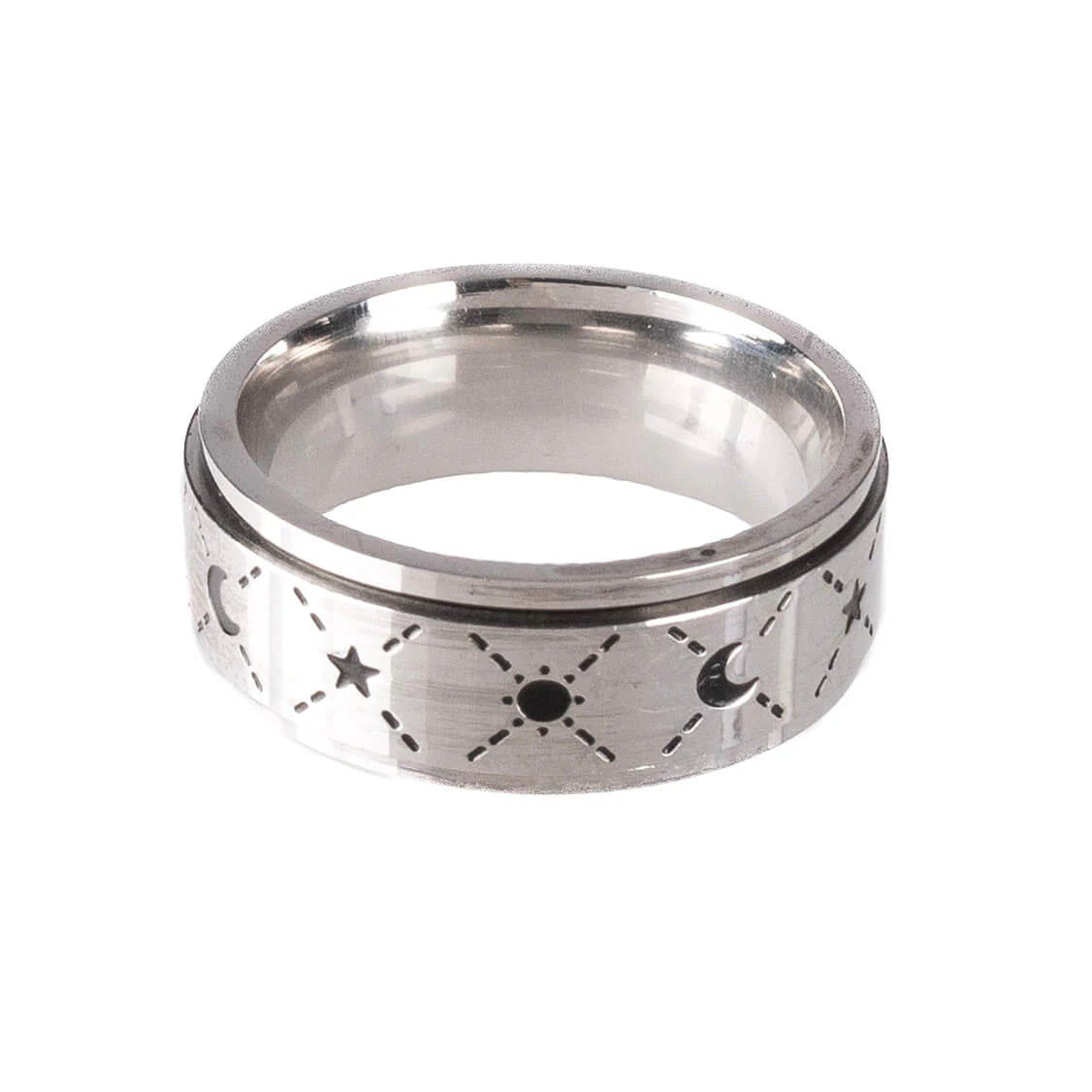 Silberfarbender Ring CELESTIAL RING mit Himmelskörperdesign von Poizen Industries