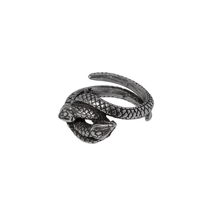 Silberfarbener Ring Consprimus Ring mit zwei verschlungenen Schlangen von Alchemy