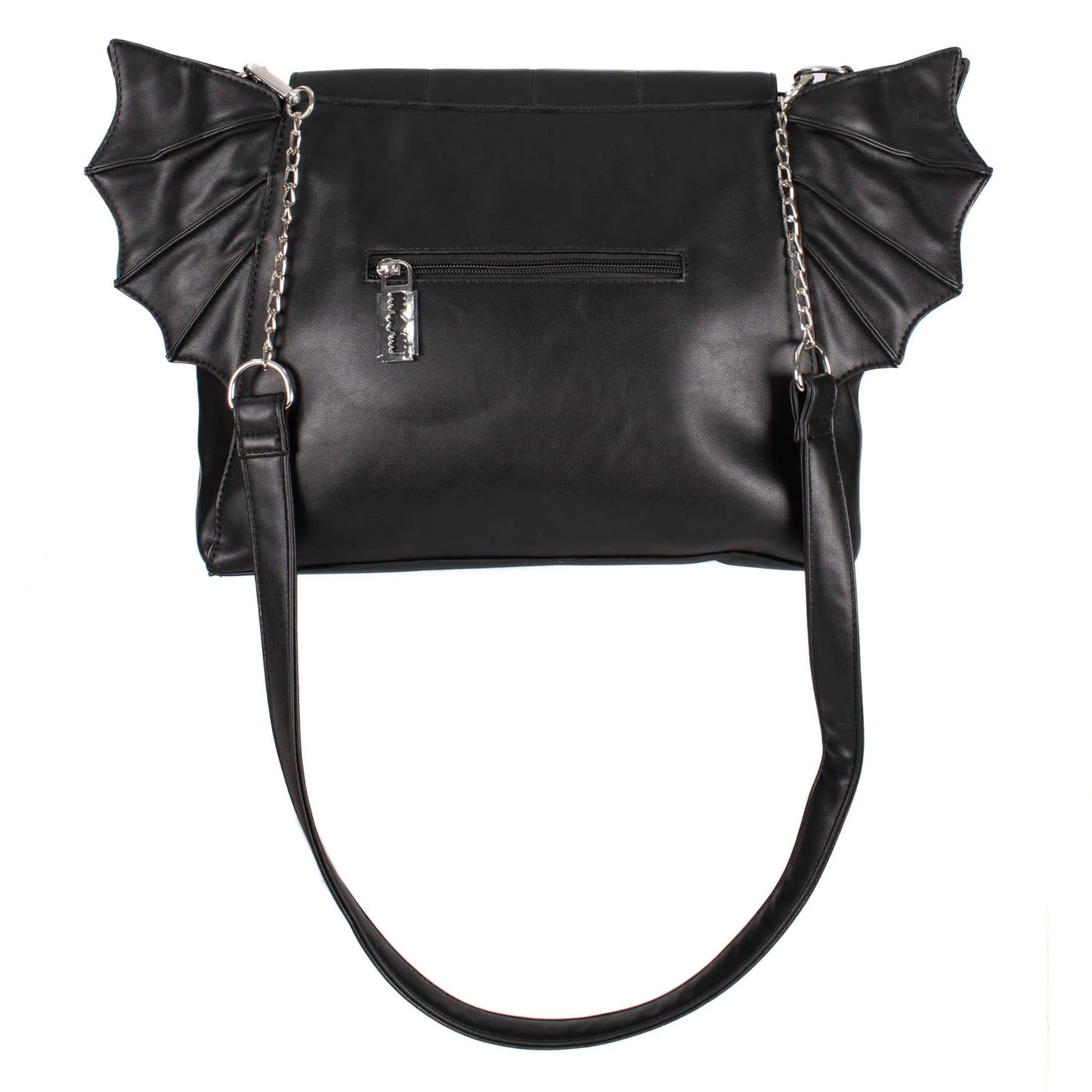 Schwarze Umhängetasche COVENWING BAG mit Fledermausflügeln von Poizen Industries