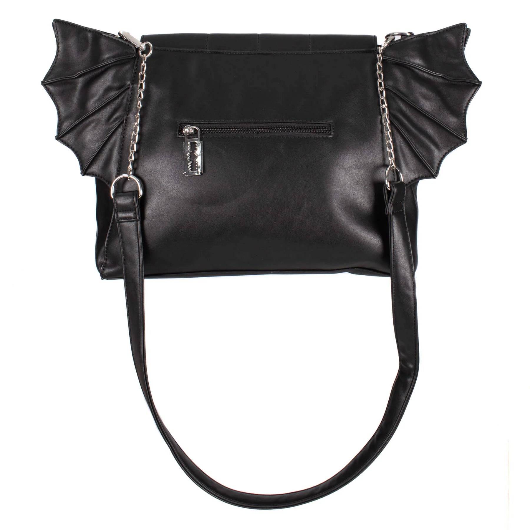 Schwarze Umhängetasche COVENWING BAG mit Fledermausflügeln von Poizen Industries