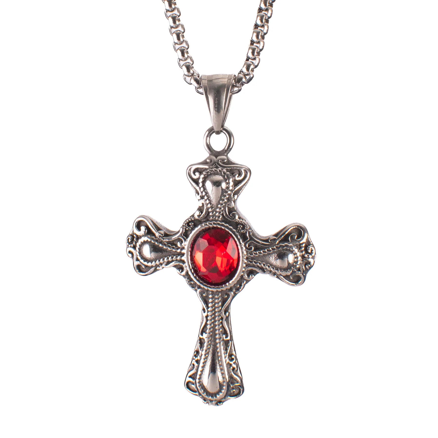 Silberne Kette CRIMSONYX PENDANT mit Kreuzdesign von Poizen Industries