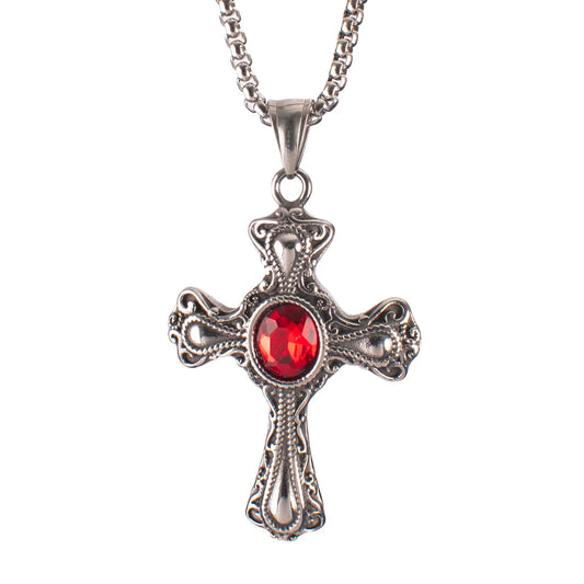 Silberne Kette CRIMSONYX PENDANT mit Kreuzdesign von Poizen Industries