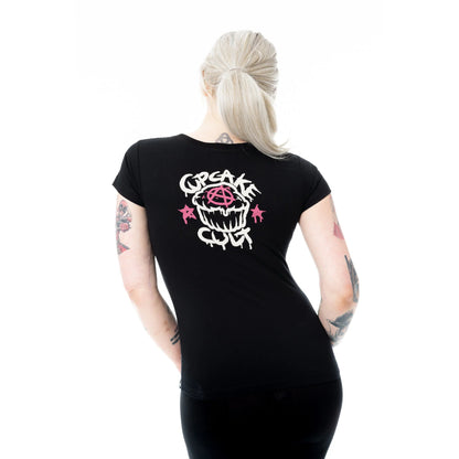 Schwarzes Oberteil CUTE GOTH T-SHIRT mit niedlichem Gothmädchenprint von Cupcake Cult