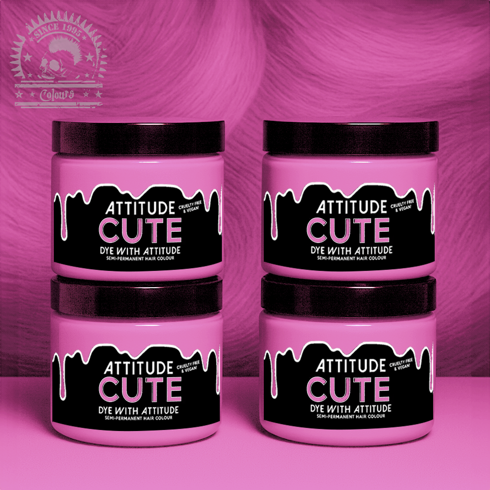 Vier semi-permanente Haartönungen 4er-Sparset CUTE PASTEL PINK in dem Farbton Hellrosa von Attitude