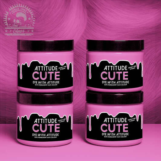 Vier semi-permanente Haartönungen 4er-Sparset CUTE PASTEL PINK in dem Farbton Hellrosa von Attitude