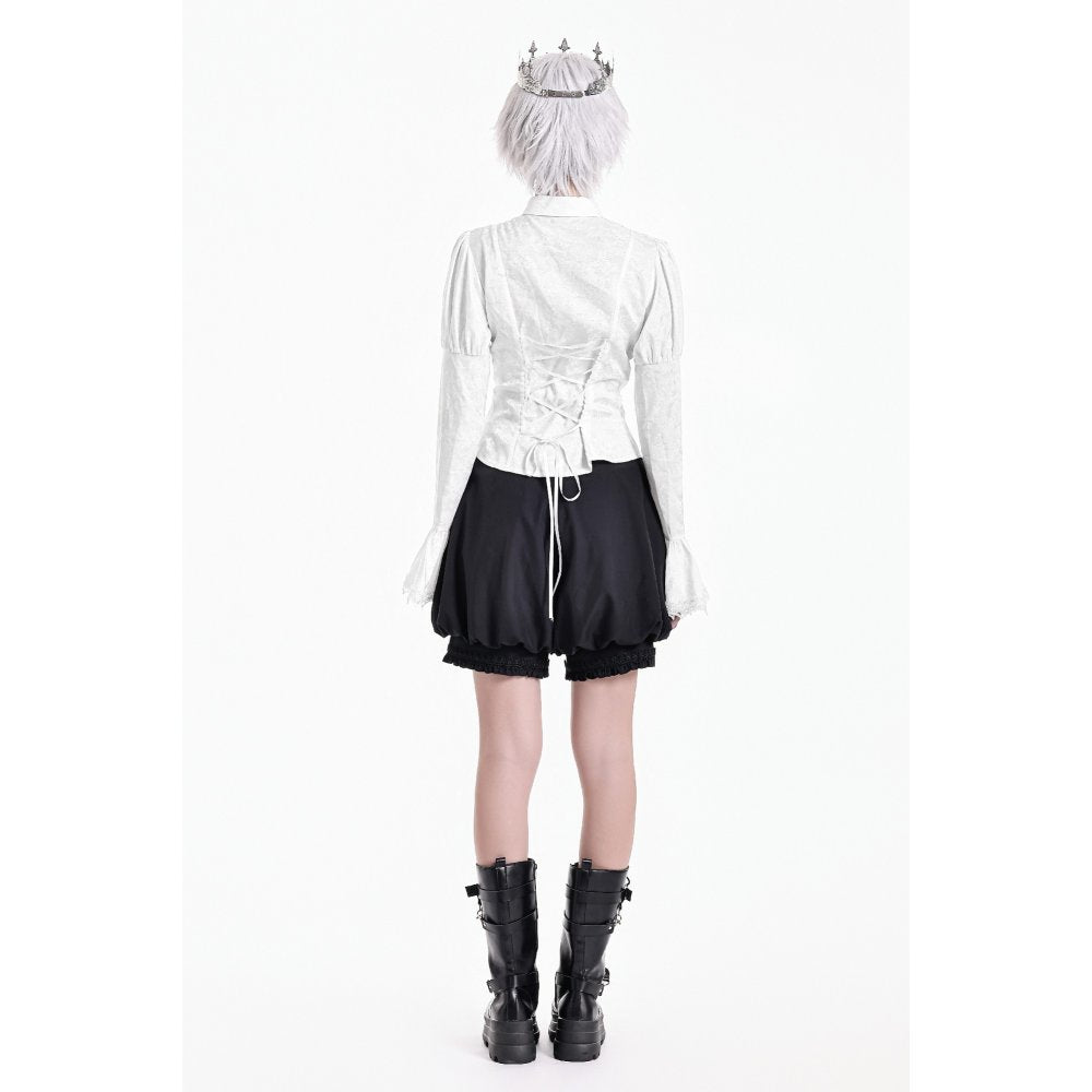 Weiße, viktorianische Bluse Daylight Anthem Blouse mit eleganten Spitzendetails von Dark In Love